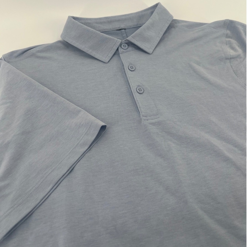 Lululemon Evolution Polo Shirt Mens Large Blue Short Sleeve Pique Golf Top